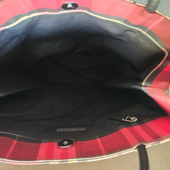 BURBERRY RED NOVA CHECK NYLON TOTE SHOPPER BAG - Picture 4 of 5